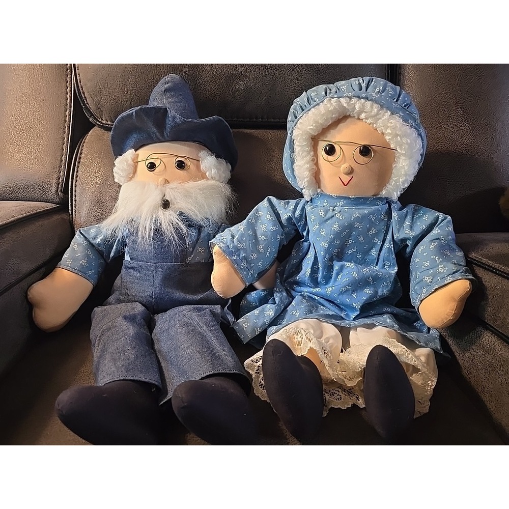 Vintage Handmade Grandpa & Gramma ‎ Doll With glasses